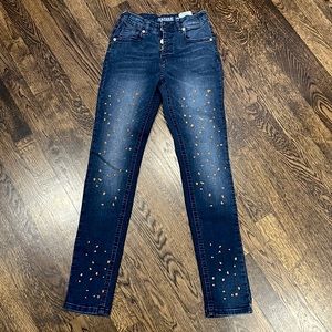Guess, super skinny jeans, gold detailing